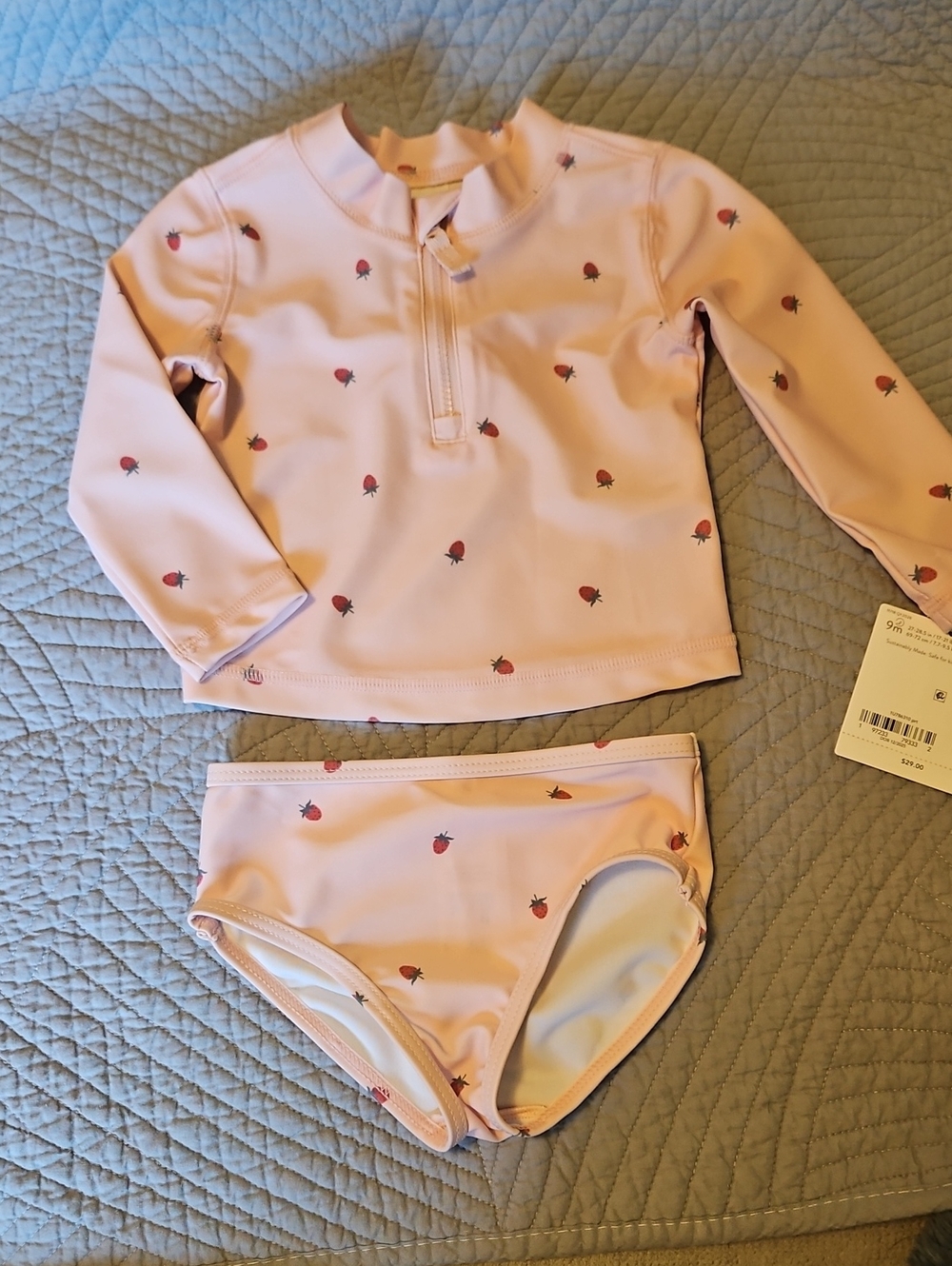 Infant Strawberry Print Long Sleeve Rashguard Set
